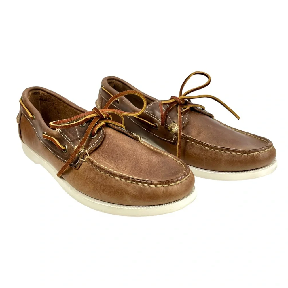 Allen Edmonds Men 9D‎ Maritime Brown Leather Slip On Boat Shoes